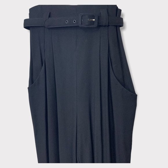 Vintage 90s Off White Black Sleeveless Belted Jumpsuit Medium - Picture 3 of 15